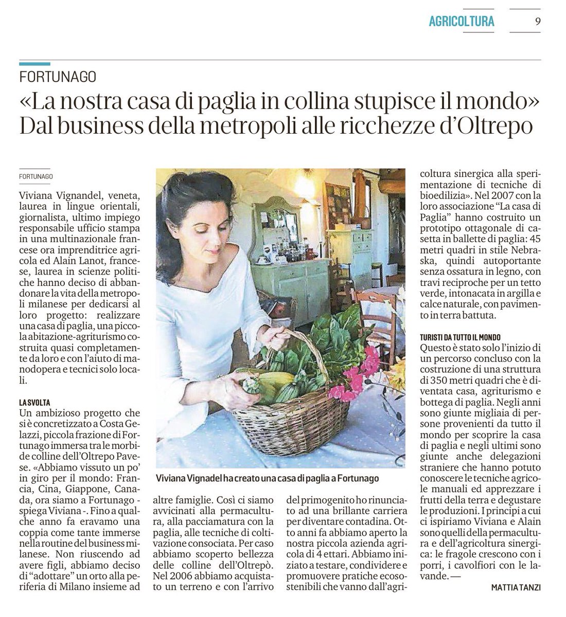 Oggi Mattia Tanzi sulla Provincia Pavese racconta la Casa di Paglia, nuova proposta per un turismo innovativo. Una full immersion tra le più sorprendenti colline della Lombardia. #weloveoltrepo