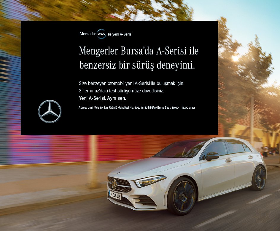 Selam, Mengerler Bursa A Serisi için test sürüşü yapıyor randevu form linki burda 👉 crm.mercedes-benz.com.tr/formserver/Sou… . Mercedes ve otomobil haberlerini  hesabımızdan takip edebilirsiniz 😉