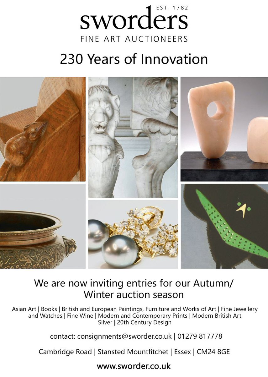 swordersfineart's tweet photo. Thinking about selling at auction? We are now accepting entries for our autumn/winter auction season. Contact us now on consignments@sworder.co.uk or call 01279 817778 to talk to a specialist #sellatauction #invitingentries https://t.co/JfIYiVL0DP