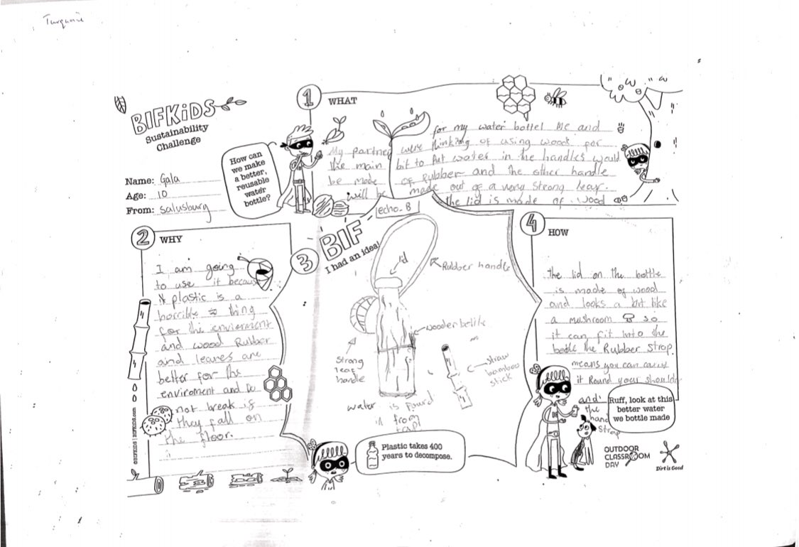 kiwihart's tweet photo. #BIFKiDS provided a creative problem challenge for @OutdoorClassDay 2018. We set the challenge of creating a better reuseable water bottle. 

This morning I was in my kids school to review their ideas incl the winning solution below #ideasbynature #adventurouscreativity https://t.co/KvW20uGcXE