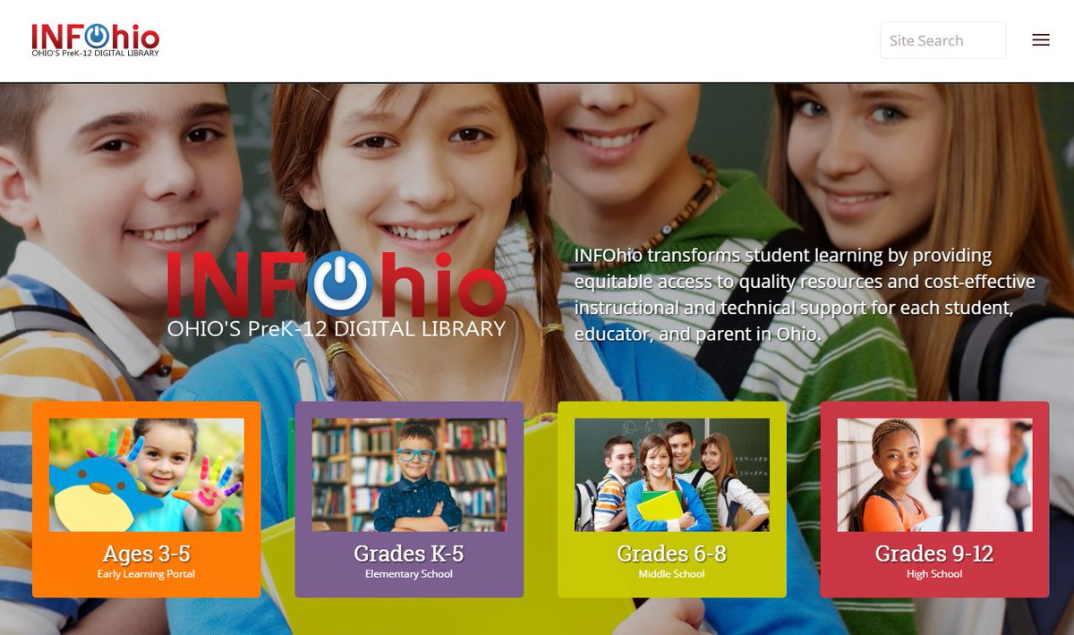 infohio's tweet image. Wow! Check out the NEW look for INFOhio! infohio.org Simple, scroll interface w/ new high-quality, vetted educational content from @EBSCO @GaleSchools &amp;amp; Oxford Research. Plus your old favorites - @Scholastic BookFlix &amp;amp; Storia, @worldbookinc @factsonfile Science Online