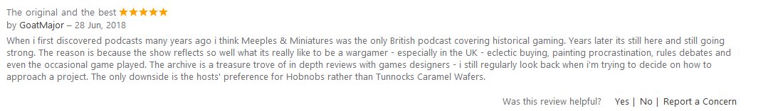 I see @mandmpodcast has had a new review on iTunes from that lovely bloke @GoatMajor 

#IDoffMyCap