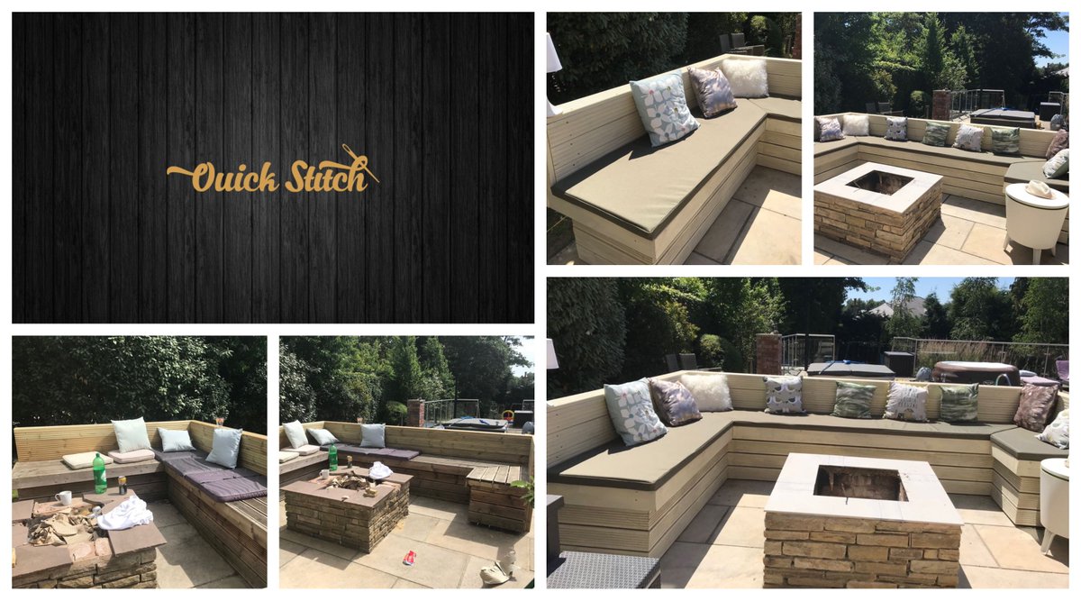 QuickStitch_Ltd's tweet photo. Outdoor seating made to measure. Constructed from high density fire retardant foam, uv protected & water resistant canvas #quickstitchhandforth #seamstress #upholstery #furnituredesign #softfurnishings #summer #gardens #gardenseating #gardendesign #firepitt #handforth #wilmslow https://t.co/eNcFnbX1PJ