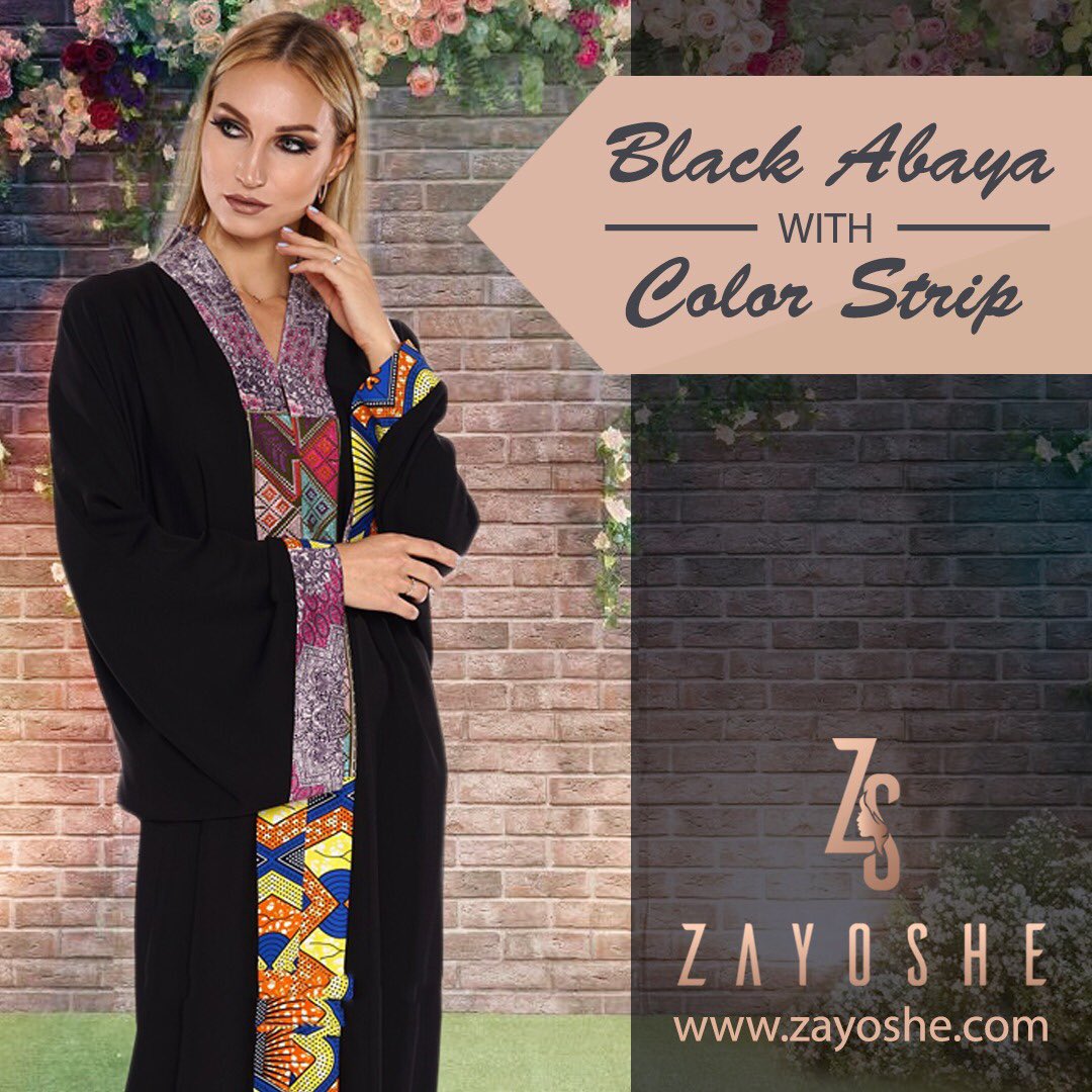 Zayoshe's tweet photo. Show your fun side to the world with this black abaya featuring a bold colored strip.

Available at: https://t.co/PHsAwI3vfC

#uaefashion #hijab #hijabfashion #abaya #abayafashion #abudhabi #dubaifashion https://t.co/DKEQRYiB5A
