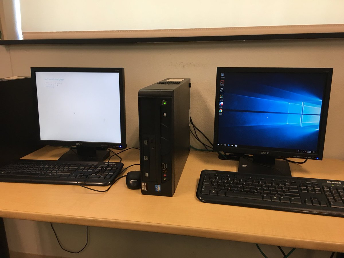 MolaisonMrs's tweet photo. When you’re at work and you start 2 computers to have a race. #techhacks #ithappens #teacherlife https://t.co/9wXLeqglvt