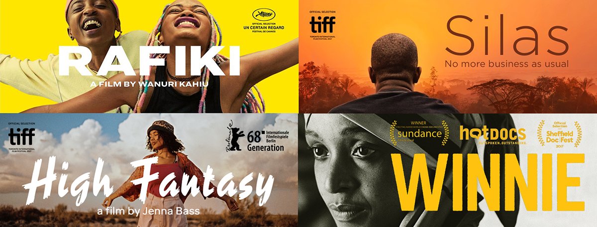 4 of our latest #films currently screening at festivals around the world. Watch this space for more updates! #africanfilms @rafikimovie @silasmovie #winniedocumentary @HighFantasySA