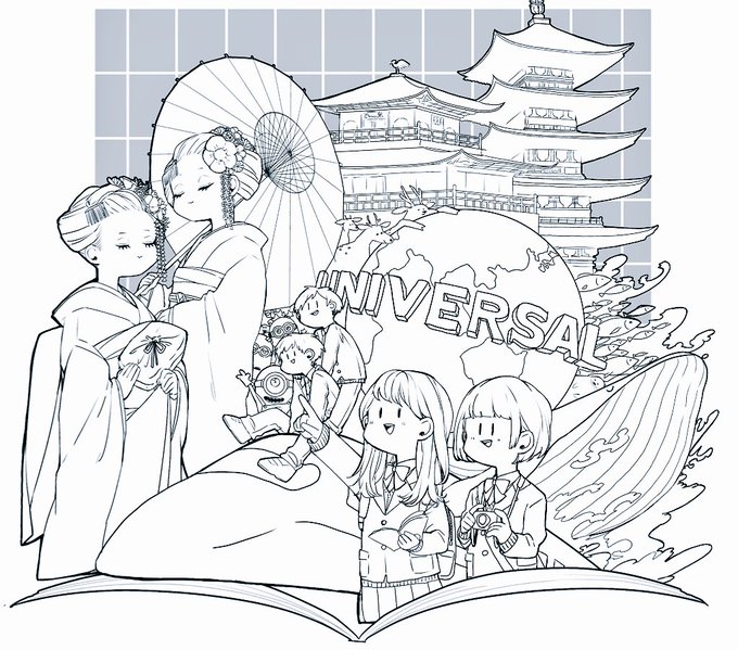 前に描いた修学旅行のしおり絵なんだけど頑張ったとおもわん?(ことしのやないで〜) 