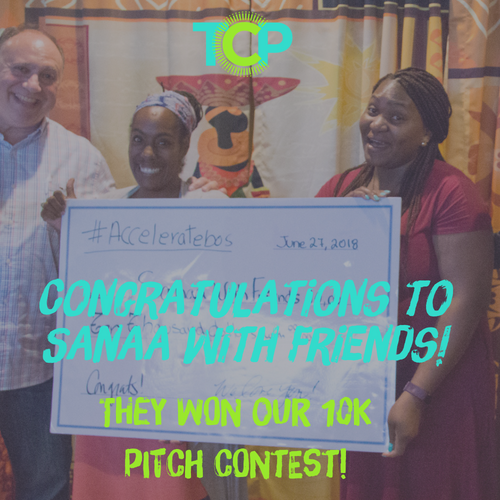 tcproj's tweet photo. Congratulations to @Sanaawfriends for winning our #AccelerateBos #PitchContest! They won $10k to put towards their business! https://t.co/c5QpHQ4EnR