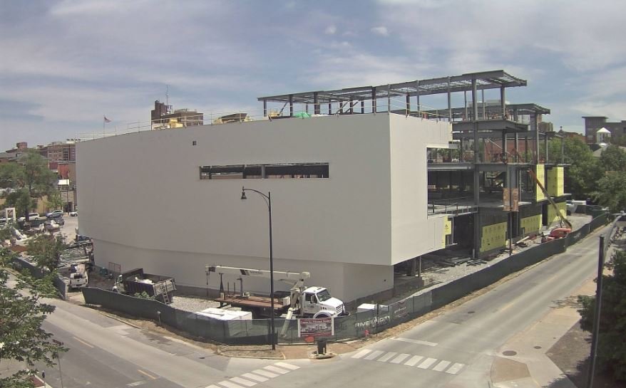 SHSofMo's tweet photo. #CenterforMoStudies: You may have noticed what looks like #paint on the existing walls of the new #headquarters building in Columbia. This water barrier coat is applied before stone is installed. Learn more at https://t.co/aN4NP6hYad. #makemohistory #showmehistory #CoMO https://t.co/PzWdLPph3S