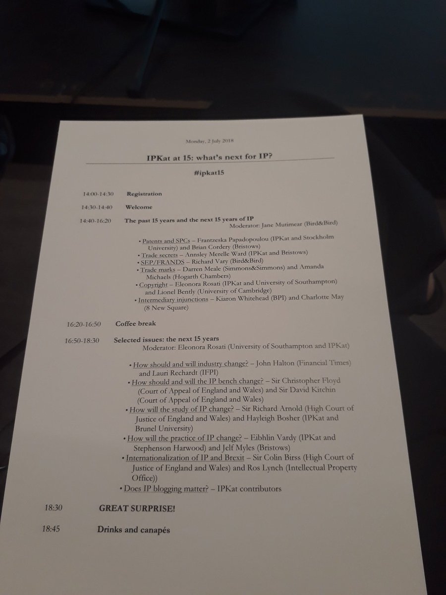 Ipkat's tweet photo. The programme! #ipkat15 https://t.co/1joL7AQKhv