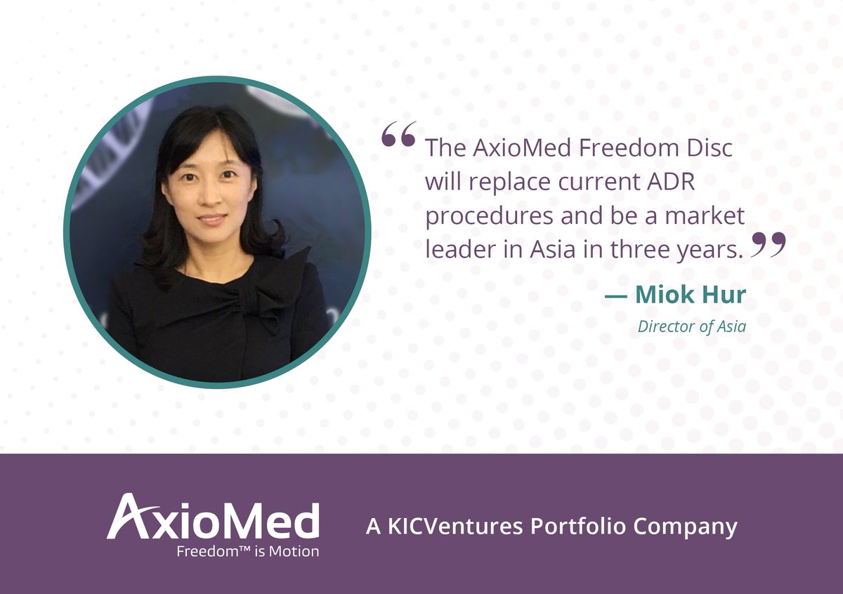 KICVentures's tweet photo. AxioMed announces the growth of their global leadership with the addition of Miok Hur as Director of Asian Markets. Together they look forward to accelerating AxioMed's world reach amid their strong &amp; expanding team. #kicventures https://t.co/Y1JmrVFVEt https://t.co/JNOOMz43k4