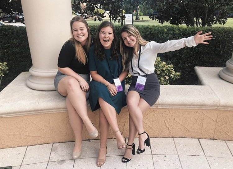 3 of our sisters just got back from learning lots and meeting Thetas from all over at Grand Convention in Florida 💛✨