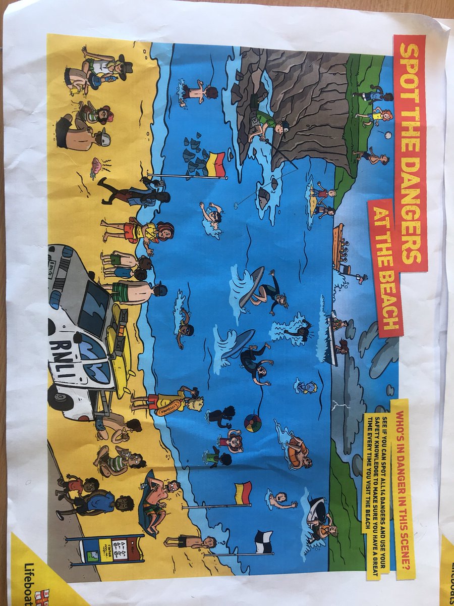 Year2StJos's tweet photo. Year 2 have been learning about water safety. Can you spot the dangers at the harbour and the beach? https://t.co/a70CLCmtpj