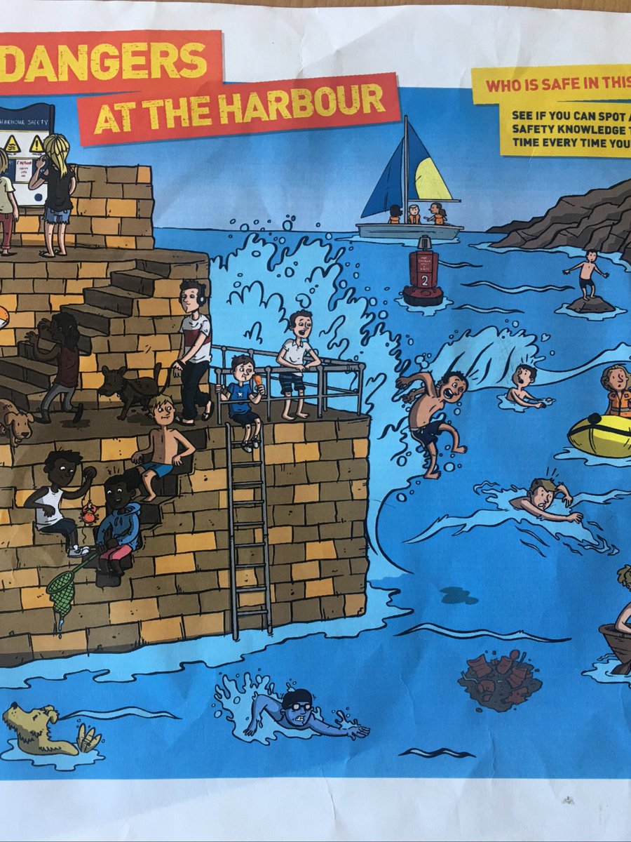 Year2StJos's tweet photo. Year 2 have been learning about water safety. Can you spot the dangers at the harbour and the beach? https://t.co/a70CLCmtpj