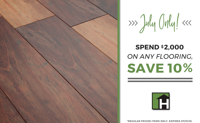 On the hunt for flooring? We've got great news! Not only does Hoods have one of the largest flooring selections on the coast, BUT.. now through the end of July, when you spend $2000 or more on flooring, we're taking 10% off!