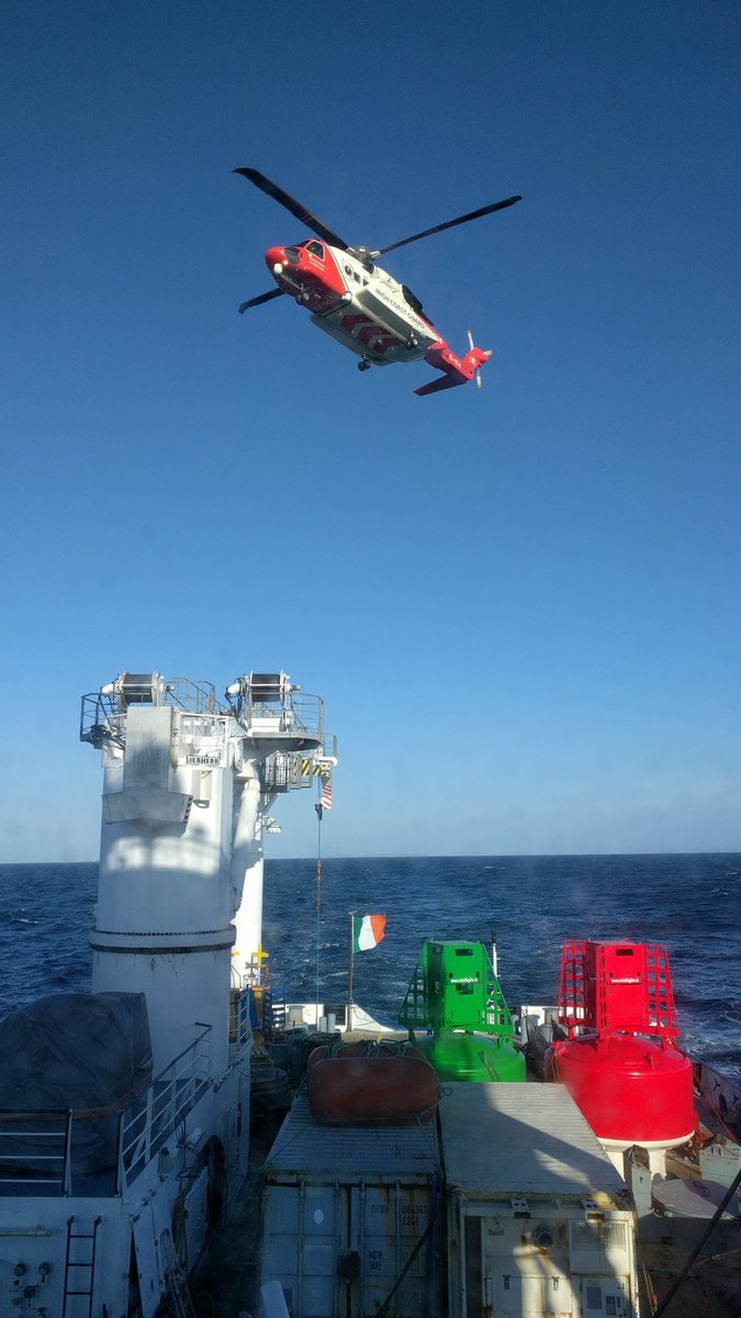 Nice to have a wee visit from @IrishCoastGuard doing some training as we head out to sea for more #deepsea #seaRover2018 ROV surveys. Fingers crossed we keep the pristine weather with us #ILVGranuaile @MarineInst #Rockall