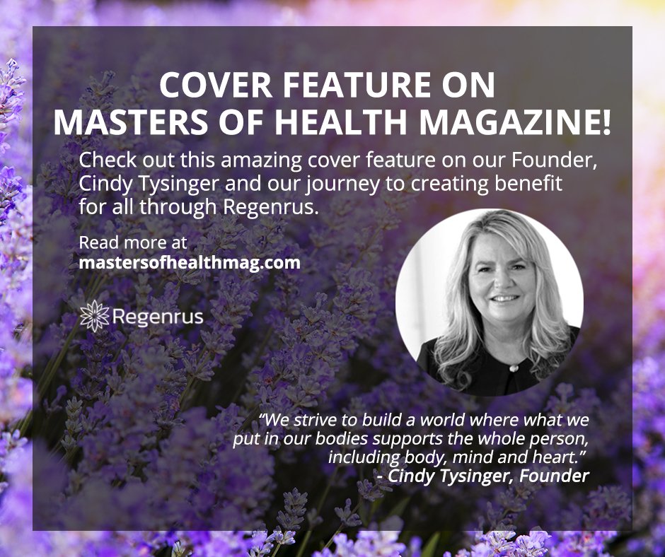 regenrus's tweet photo. Founder @CindyTysinger was honored to sit down with #MastersofHealth magazine to share our #Regenrus story as a #SocialImpact benefit company. What an incredible opportunity to share our work in the world! 🔗 : https://t.co/WLgE81hxEe #Goodforthewhole #GrowingTogether #BTheChange https://t.co/KJOCxc1LWe