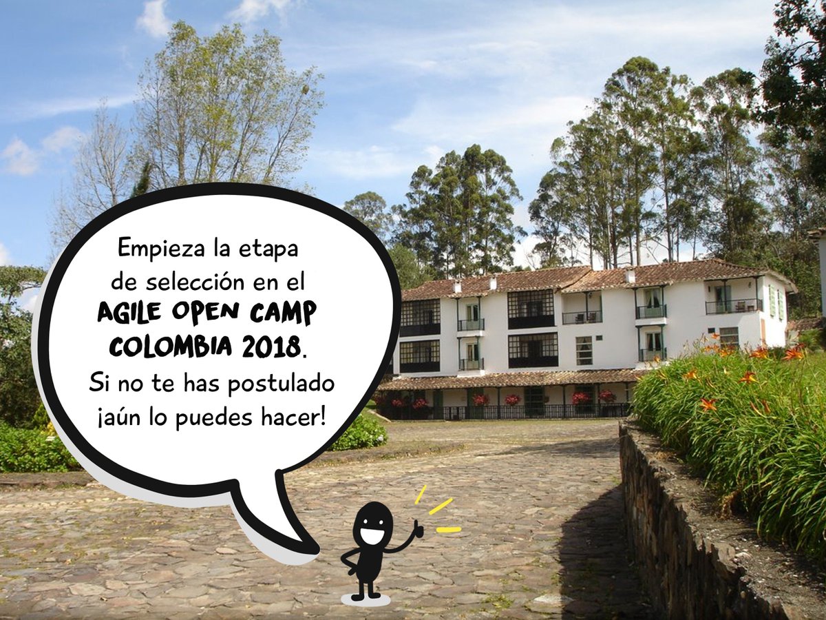 ¡Aún puedes postularte al #AOCCol2018! 
Un evento diferente y transformador 😀
<a href="/AgileOpenCamp/">Agile Open Camp</a>, por primera vez en Colombia, del 13 al 16 de septiembre de 2018.