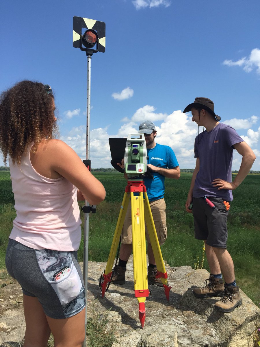 Arch_Halmyris's tweet photo. Day 1: Tile moving, total station georeferencing, ready to hit the ground running tomorrow! #Halmyris18 #archaeology #Romanfrontier https://t.co/dH2gTXCJj9