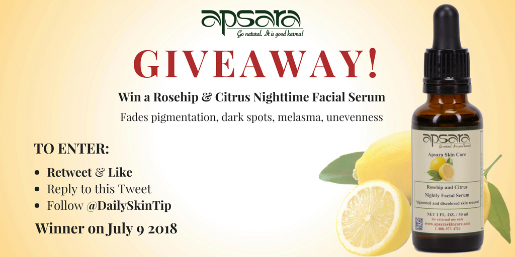 DailySkinTip's tweet photo. 📢#GIVEAWAY TIME!

This week’s #contest you'll get the chance to #win :
🌿A #Rosehip &amp; Citrus #Nighttime #Facial #Serum! Erase pigmentation🥰 https://t.co/FJUbd6i2cm

To Enter:
1. #RT
2. #Like
3. #Reply &amp; #Follow Us!

👍One winner👏 chosen on Monday, July 9 2018. #vegan #skincare https://t.co/cJvHHuKFF7
