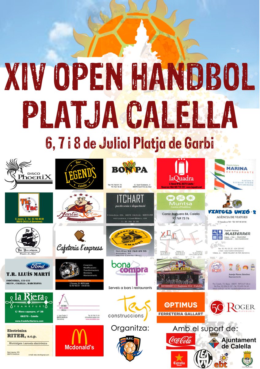 Ja preparant els últims detalls del torneig d'aquests cap de setmana. Torneig que no seria possible, sense l'ajuda i dedicació de tots i cadascun d'aquests patrocinadors. Moltes gràcies! PD: Demà publicarem grups i horaris tant de base com del torneig sènior.