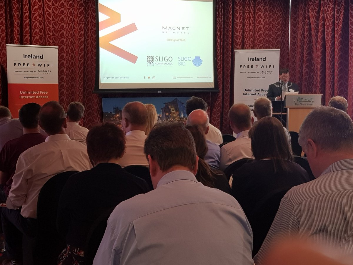 MagnetPlus_ie's tweet photo. #MagnetNetworks CEO Mark Kellett at the launch of #sligofreewifi with @sligococo & #sligoBID https://t.co/h0x1ghykqM