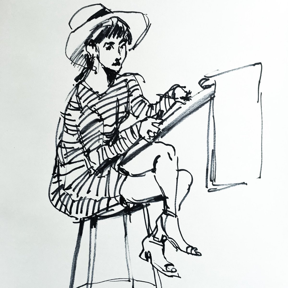 Sharpie figure drawings + a self portrait :o) 