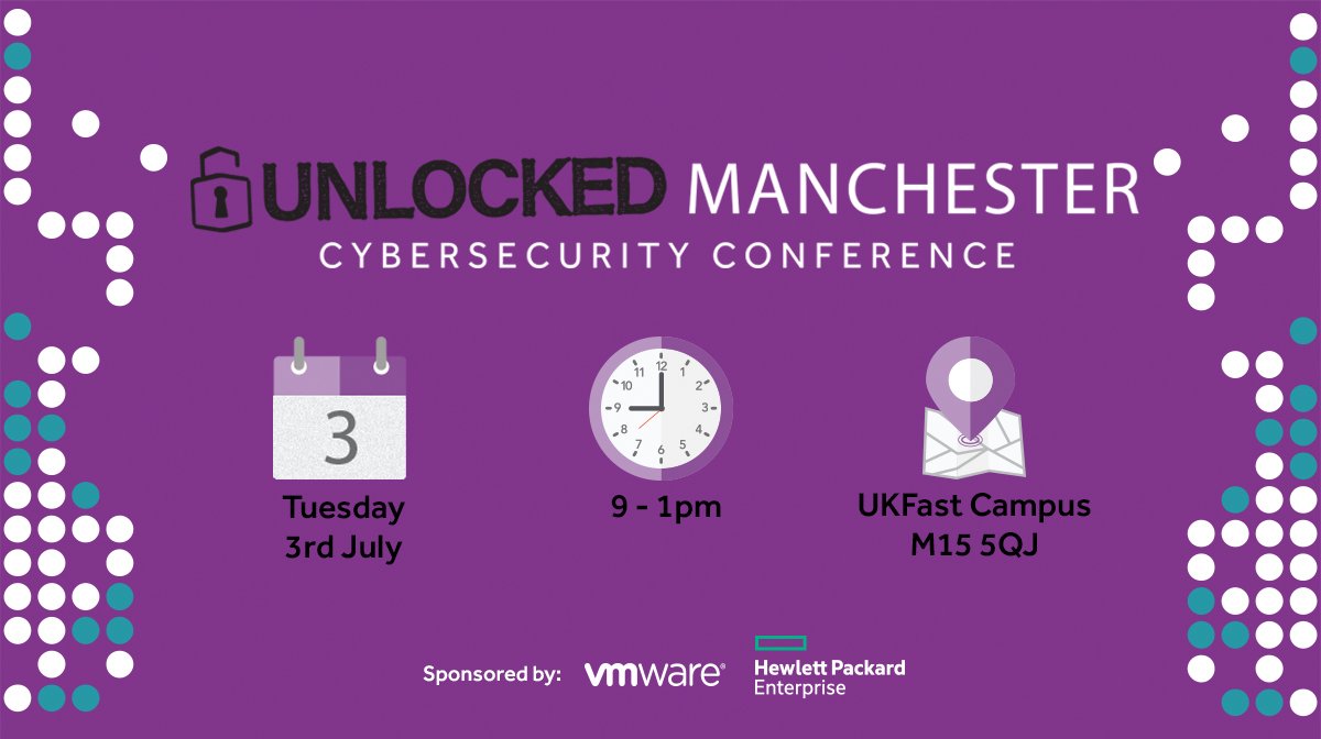 Tomorrow marks the return of #UnlockedEvents - back by popular demand! Don't miss out on this incredible opportunity to get valuable advice from #cybersecurity experts. Follow this link for more details: bit.ly/2tDMF6b   
@gcluley <a href="/PMason00/">Paul Mason</a> @EddieBFPP <a href="/PRWHarris/">Mr.Hx0r</a> <a href="/HPE/">HPE</a>