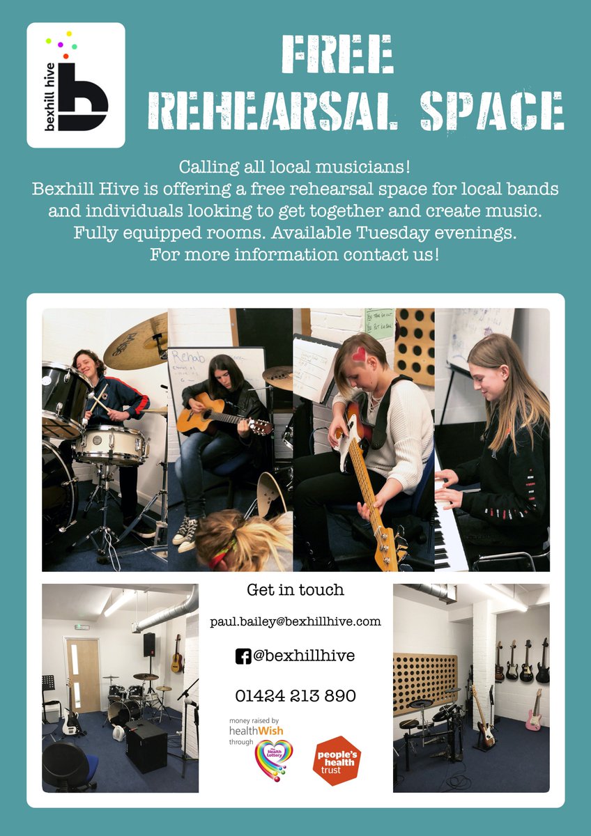 BexhillHive's tweet photo. In a band? Want to make some music? Time to get involved! #noexcuses https://t.co/t5RoZhZqU6