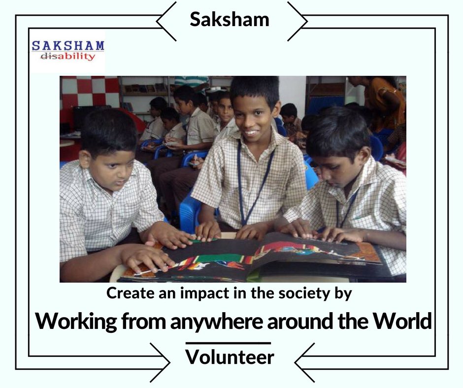 SakshamTrust's tweet photo. At Saksham, we welcome volunteers who can't travel to office premises daily with an option to ‘Work from Home’.
Contact- sreeja@saksham.org
Visit- https://t.co/ekI4S0jSZP
@friendsofeyeway @AccessDeeds @ScoFoIndia @AccessibleMedia #changesmakers #positivelife https://t.co/93uTkxi3hH