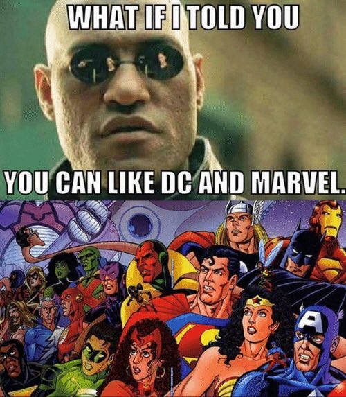 StuartAllan42's tweet photo. WOW it’s been a little while lol. Awesome update to summer! Finding funny DC vs Marvel memes to pass the time, and helped a good friend surprise his girlfriend for her bday! Hey Robin can be kind too lol he wants friends. #Summer #Marvel #DC #Surprises #Friendship https://t.co/oP1VP5dS5b