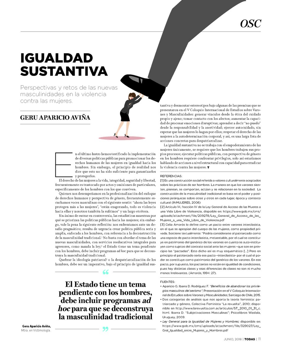 Perspectivas y retos de las nuevas masculinidades en la violencia contra las mujeres. Opinión de Geru Aparicio Aviña en el suplemento #TODAS