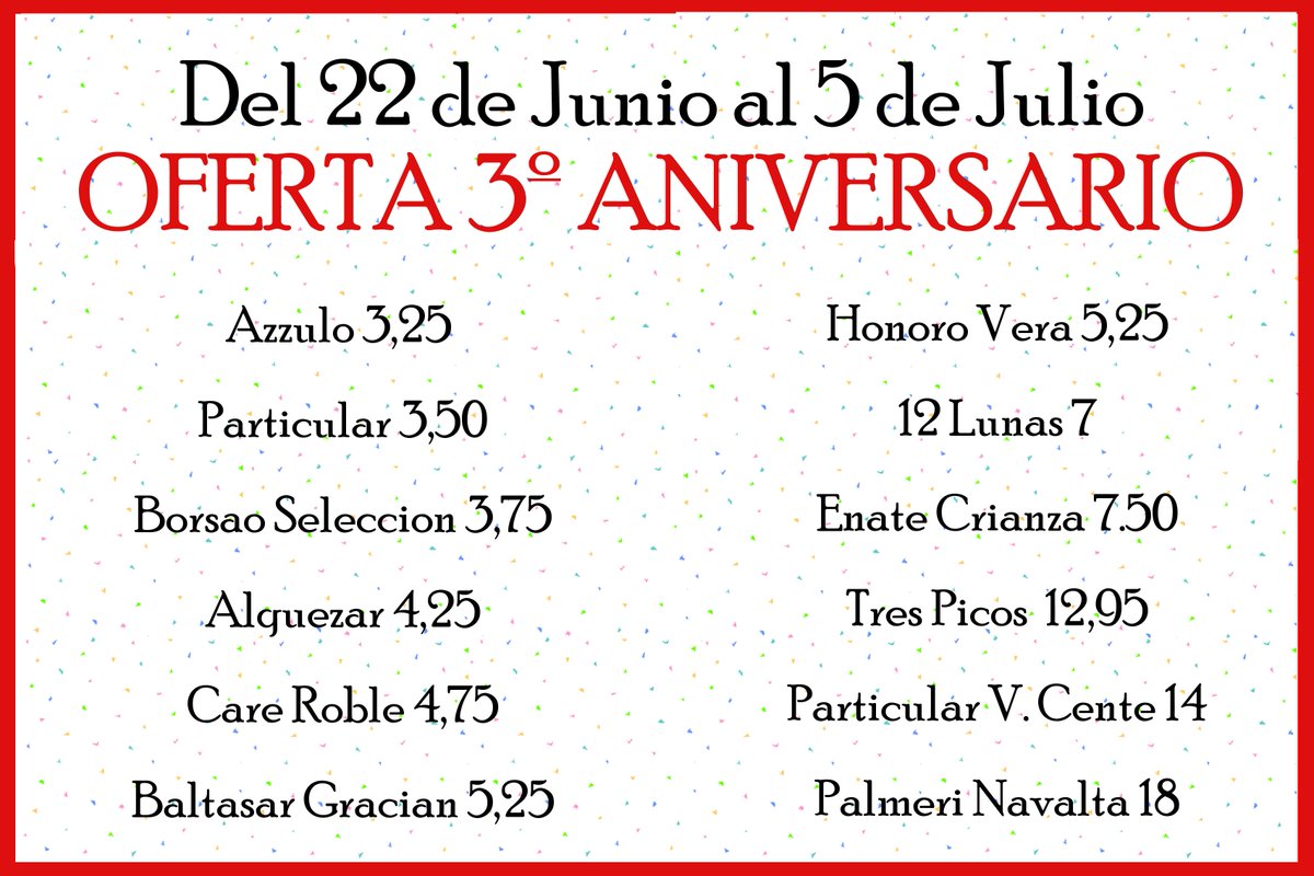 Últimos 3 dias de ofertas por nuestro tercer aniversario, ¿te las vas a perder?

#vino #zaragoza #oferta