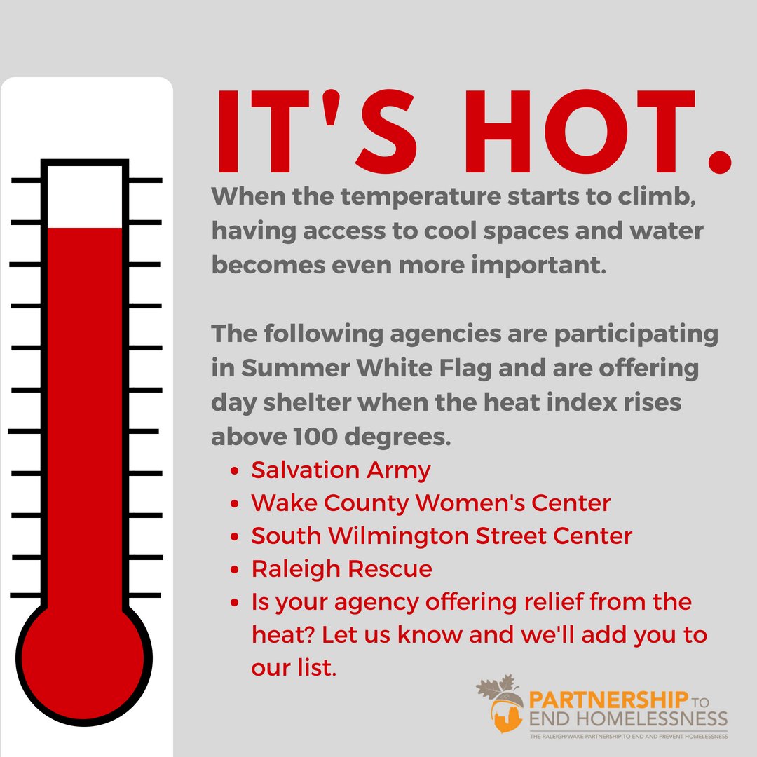 When temperatures rise during the day, finding a safe place indoors becomes even more important. Check out our post below for information about summer White Flag shelter