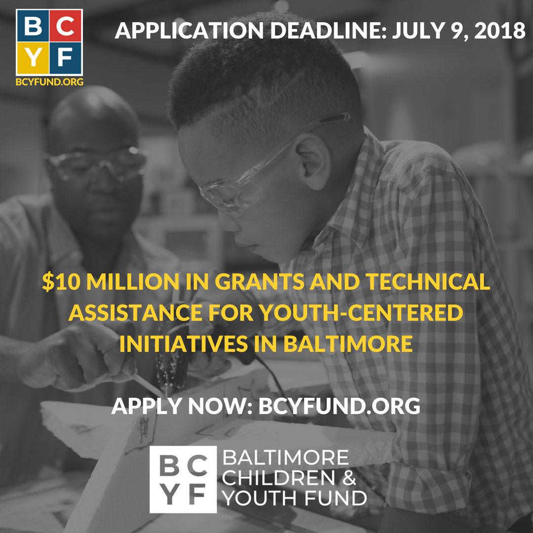 bcyfund's tweet image. Grant Application Deadline: July 9, 2018.
Don't miss this opportunity for funding! - bcyfund.org  
 #BCYFUND #Baltimore #MyBaltimore #Youth #YouthFund #Children #Community @prezjackyoung @abcharities @wbaltv11 @BaltSunBrk @FOXBaltimore @TimWilliamsWJZ @wmar2alerts