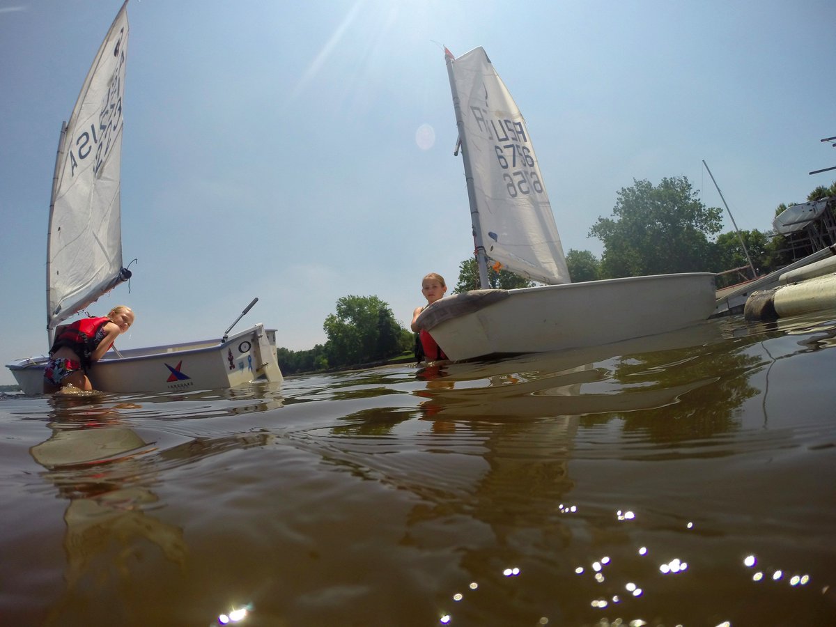CarlKosola's tweet photo. Lily Major, 11, and Elizabeth McCarron, 11, both of Riverton, get ready to sail their boats in the Delaware River at the Riverton Yacht Club in Riverton on Monday, July 2, 2018. https://t.co/C6gvtAgTxa