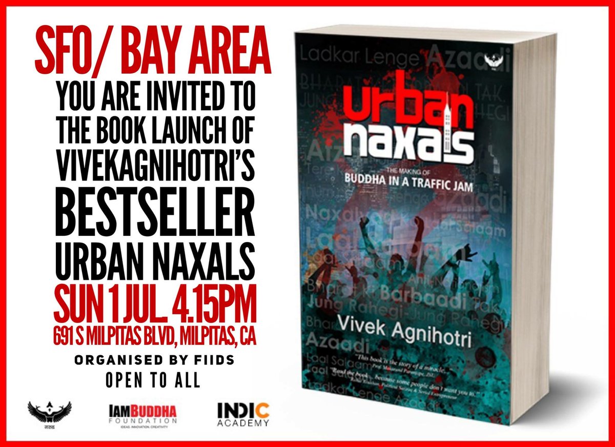 Thanks all committed people of The Silicon Valley/Bay Area for your support to @vivekagnihotri‘s bestseller #UrbanNaxals Thanks FIIDS and all those people who bought books in auction. #USBookTour