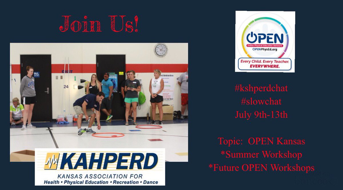 KAHPERD's tweet photo. Join us ONE week from today for the first Q! #kshperdchat #slowchat #physed @OPENPhysEd @SHAPEAmericaCD @ksdehq https://t.co/ly16mOFqmc