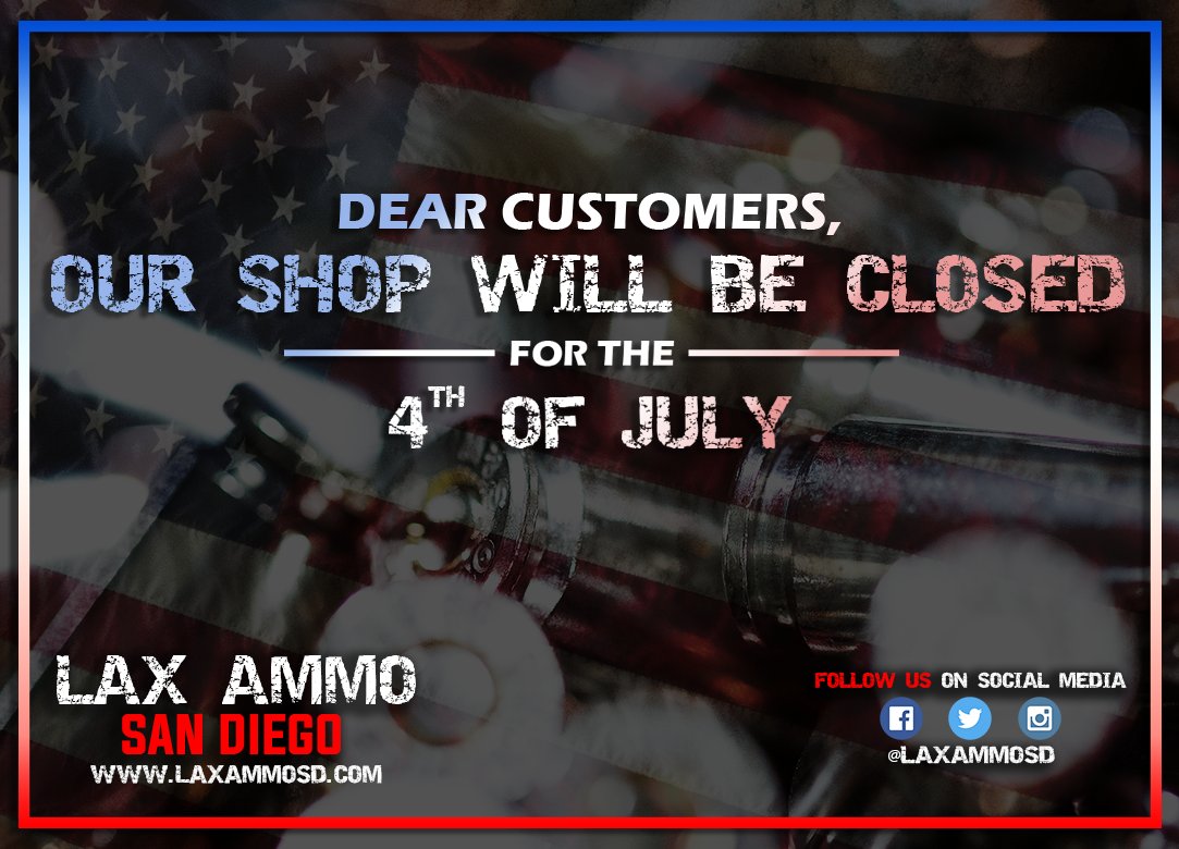 #4thofJuly is approaching! Reminder that we will be closed in recognition of the holiday. #laxammosd #losangeles #fireworks
ow.ly/xjPg30kLBD8