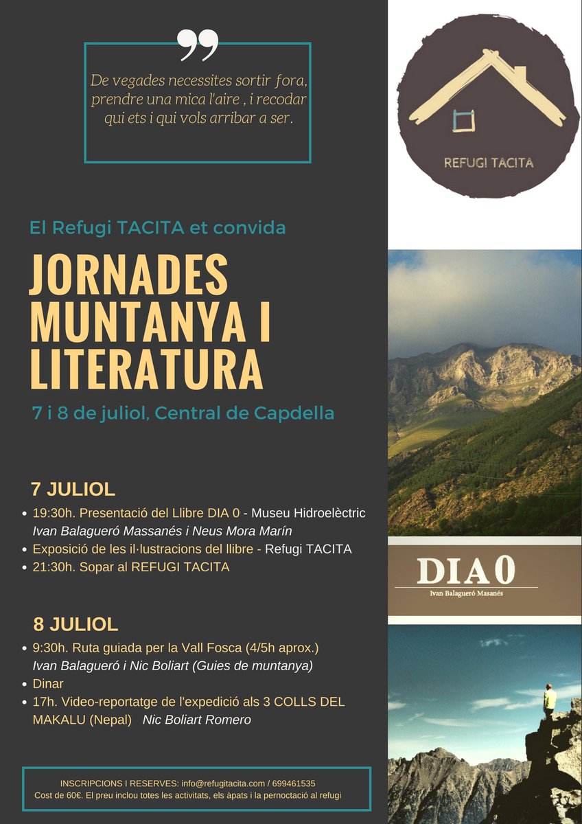 No us perdeu les jornades de Literatura i Muntanya al Refugi Tacita. Us esperem! refugitacita.com/ca/post.cfm/ID…