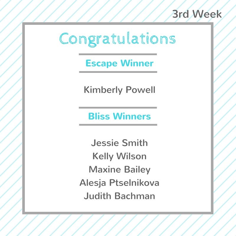 Congratulations to our 3rd week winners. Check your email inbox (or junk mailbox) to redeem the prizes. 
#WINNER #giveaway #prize #win #Sweepstakes
