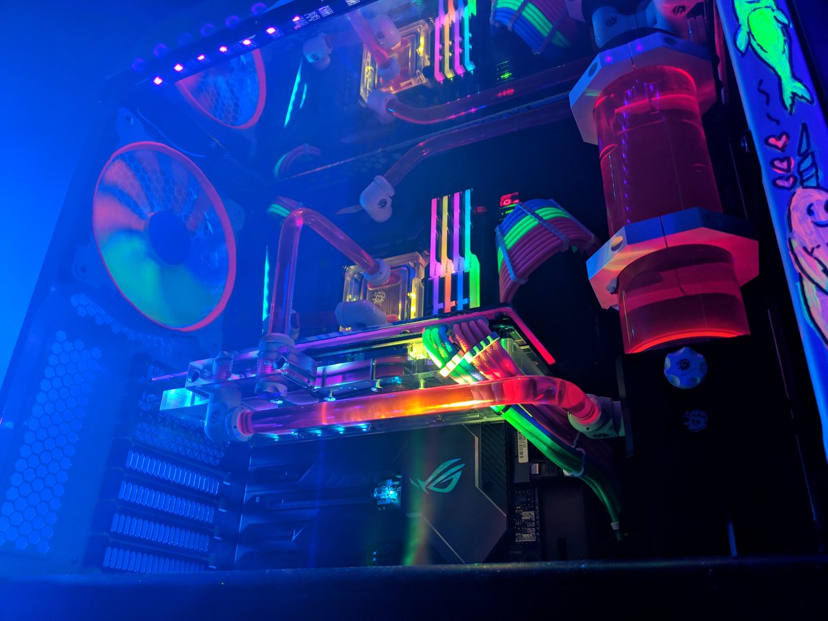 LinusTech's tweet photo. The most colourful PC we've ever made - coming to a YouTube near you soon https://t.co/41PVrQgydQ