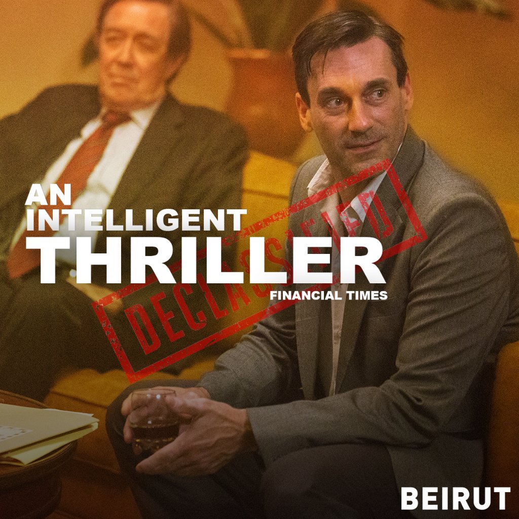 beirutthemovie's tweet photo. “An intelligent thriller!” – Financial Times 

http://https://t.co/TwuFhuQLDD 
Now on Digital
on Blu-ray TOMORROW!! https://t.co/CbEtXUfbxO