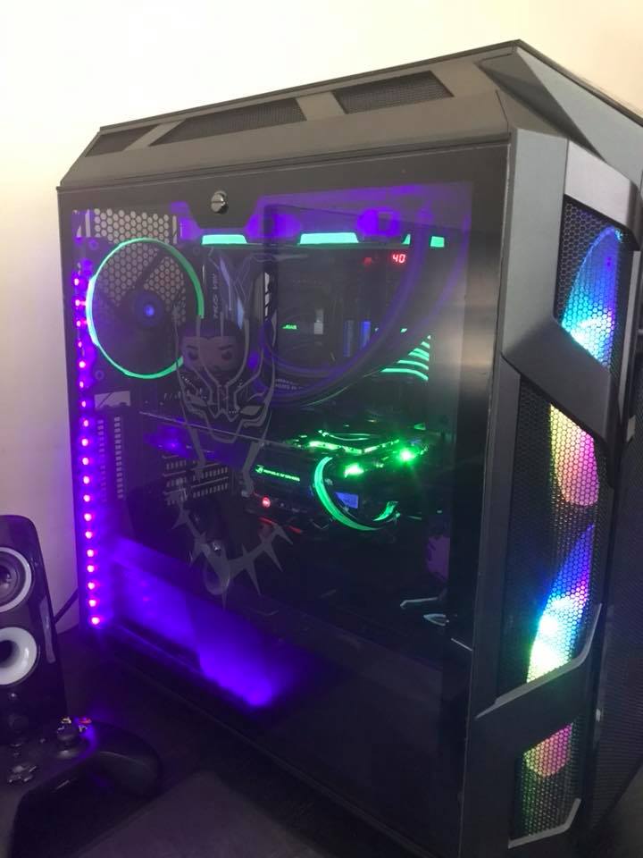 PreMeditated_V's tweet photo. @nerdvinyldesign @CoolerMaster @ASUS_ROG @CORSAIR @theblackpanther @chadwickboseman #WakandaForever https://t.co/SgsUbW1Qjg