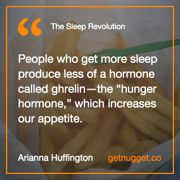 Less sleep leads to more cravings. #quote #SleepRevolution @ariannahuff getnugget.co/arianna-huffin…