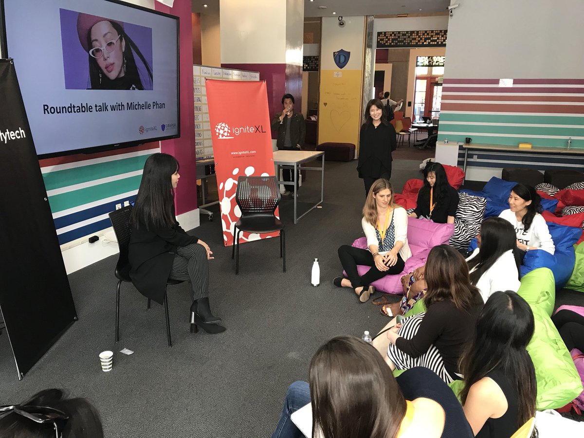 clairesays's tweet photo. On social media, don’t be a ‘brand’ but be a ‘real person’.  @MichellePhan talking to our founders at #SVBeautytech #ignitexl #Draper_u https://t.co/ODuz7NxEKF
