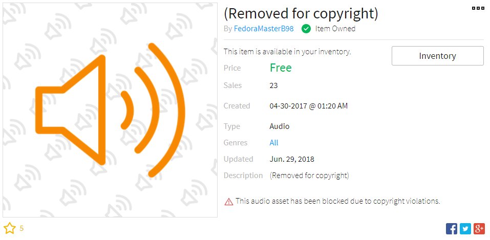 Fedoramasterb98 On Twitter So Is Roblox Refunding All Who Had Their Uploaded Audio Deleted These Were Copyrighted Without Notice No Email Pm On Roblox At All In Regards To Audios Being Taken Down - no group notification issue 2 roblox dev forum