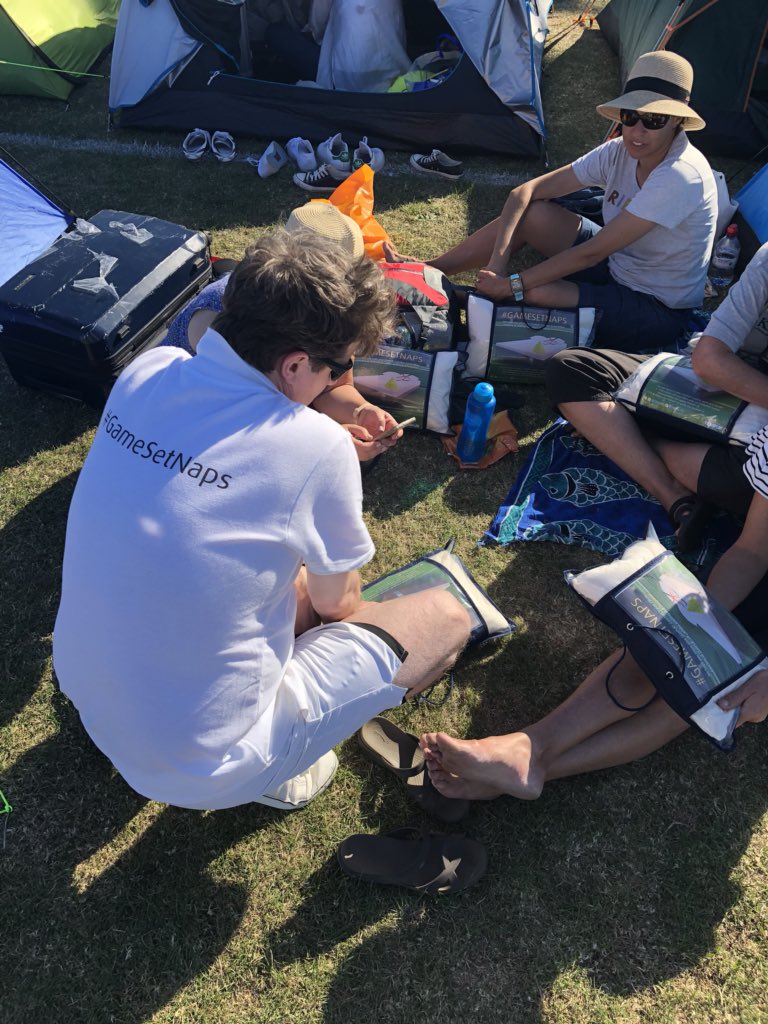 RoosterPR's tweet photo. A fantastic couple of days in #TheQueue with @TempurUK... Giving out #Tempur Travel Pillows to dedicated @Wimbledon tennis fans. They’ll sleep even better knowing they could win a Tempur mattress in the #GameSetNaps competition. https://t.co/83S1zIB24e