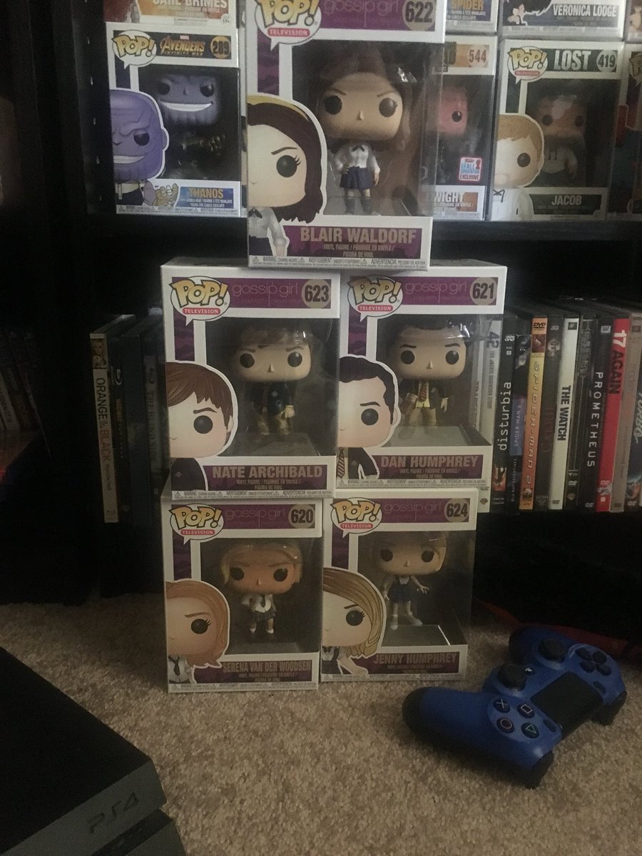 gabbywo's tweet photo. My #gossipgirl #FunkoPOP collection. Missing a key character-Chuck Bass. @funko let’s not turn accusations into guilt. I’m asking you to take my money. I need a Chuck Bass pop. XOXO https://t.co/5CHivHaiof