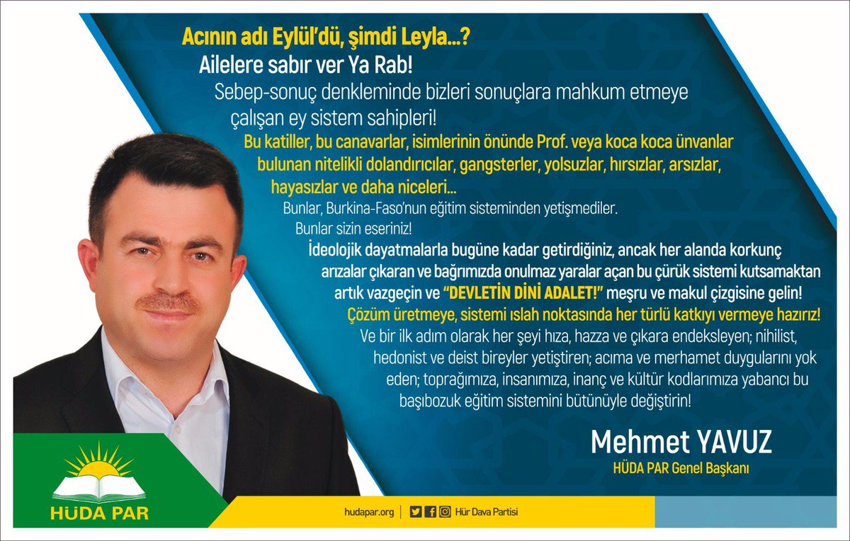 MSerifDurmaz's tweet photo. "Acının adı Eylül’dü, şimdi Leyla... Sebep-sonuç denkleminde bizleri sonuçlara mahkum etmeye çalışan ey sistem sahipleri! Bu katiller, isimlerinin önünde Prof.  veya koca koca ünvanlar bulunan nitelikli dolandırıcılar, hırsızlar, arsızlar, hayasızlar ve daha niceleri..." https://t.co/bVDR8aCUyT